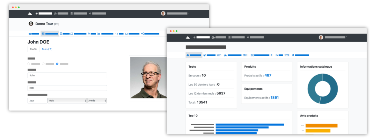 Screenshots presenting customer data that has been collected