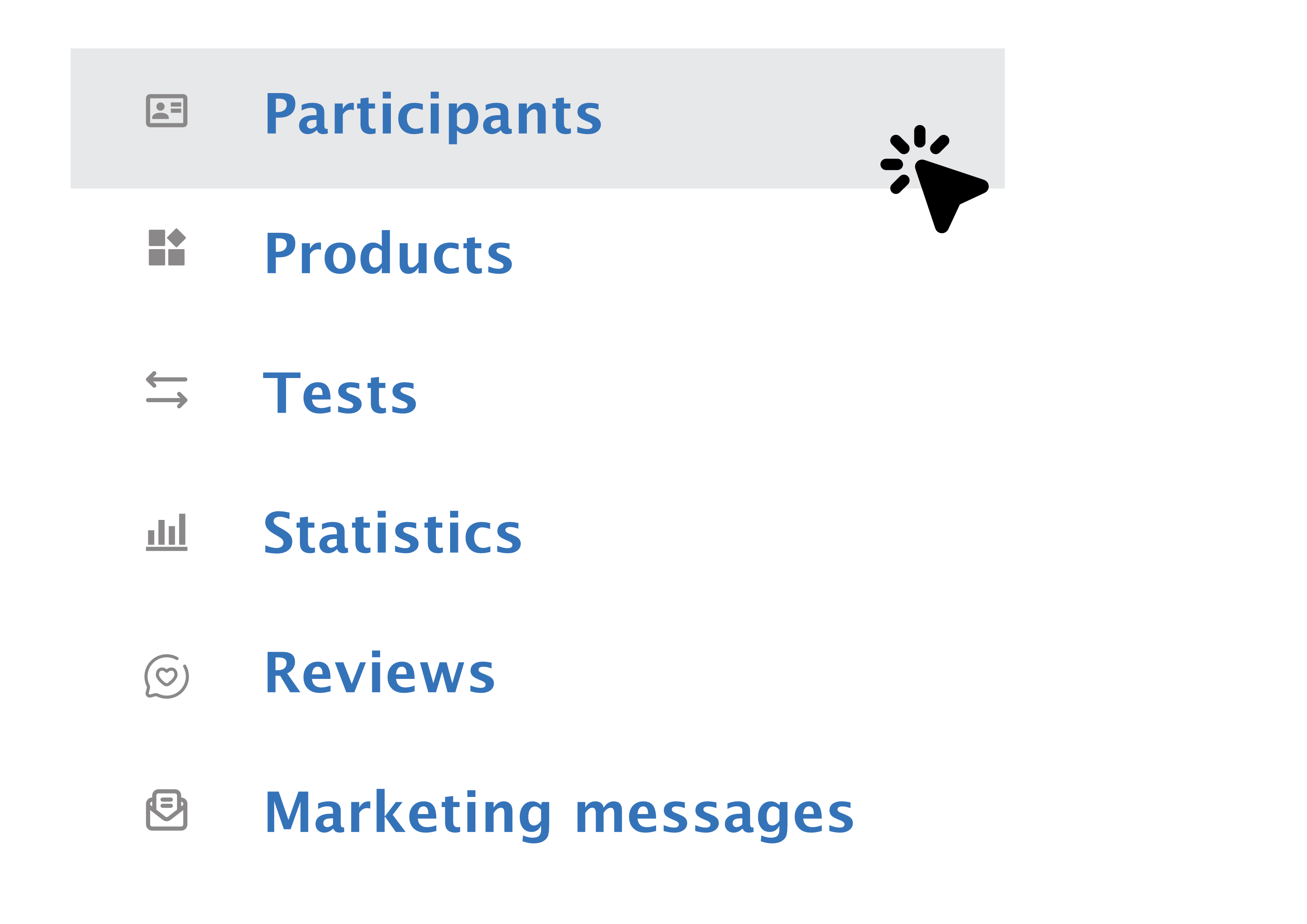 Navigation menu from Digital Test Center
